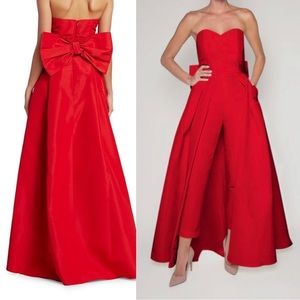Alexia Maria Convertible Bow Embellished Silk Faille Jumpsuit